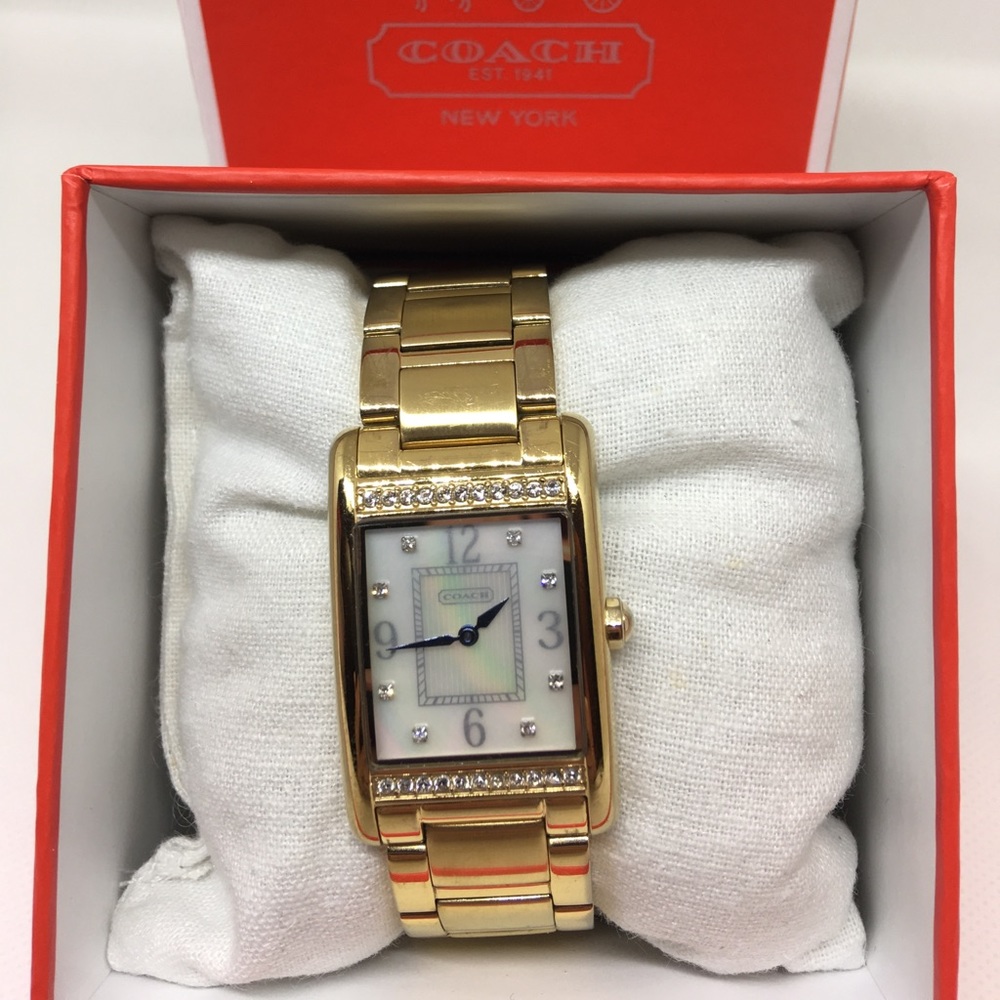 Coach watch Gold tone crystal bezel